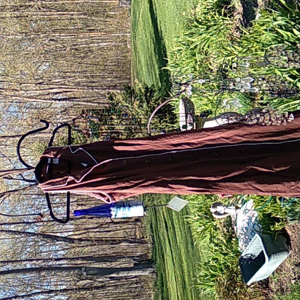 LINEN DRESS 👗Size 10 VINTAGE DEADSTOCK CHIC' SHOULDER BROWN